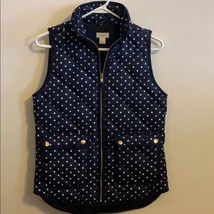 JCrew navy polka dot vest. Size XXS
